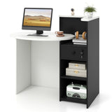 Tangkula Reception Desk, Front Counter Desk with Lockable Drawer & Adjustable Shelf