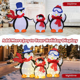 Tangkula 3-Piece Christmas Lighted Penguin Family Set Decoration