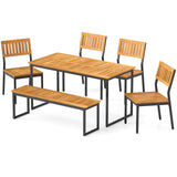 Tangkula 6 Pieces Outdoor Acacia Wood Dining Set
