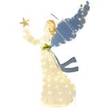Tangkula 5 Feet Lighted Angel Christmas Decoration with Wings and Warm LED Lights