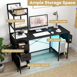 Tangkula Computer Desk with 2 Drawers & Open Shelves