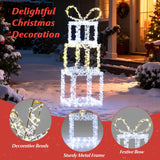 Tangkula Stacked Lighted Gift Boxes Set of 3 Pre-Lit Christmas Present Box Lights