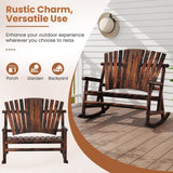 Tangkula 2 Person Wood Outdoor Rocking Chair