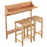 Tangkula Acacia Wood Balcony Table Set