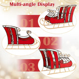 Tangkula Metal Christmas Santa Sleigh Basket, Xmas Festival Holiday Decorative Santa’s Sleigh with 2-Tier Storage Shelf