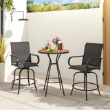 Tangkula Outdoor Swivel Bar Stools, Bar Height Tall Patio Chairs with Armrests & High Back