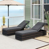 Tangkula Outdoor Chaise Lounge, Patio Wicker Lounge Chair w/ 4-Level Backrest, Heavy-Duty Metal Frame