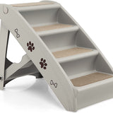 Tangkula Folding Dog Stairs for High Beds, 4 Steps Plastic Dog & Cat Steps with Non-Slip Felt Pad