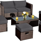 Tangkula 8 Piece Patio Furniture Set for 6 with Waterpfoor Cover
