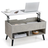 Tangkula Lift Top Coffee Table, Modern Cocktail Table with Hidden Compartment & 2 Open Shelves