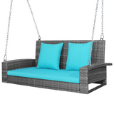 Tangkula 2 Person Wicker Hanging Porch Swing