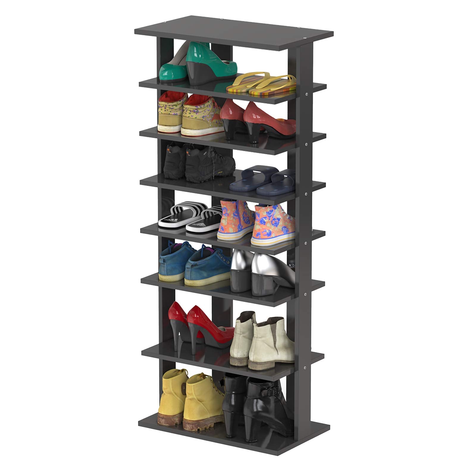 Tangkula Tiers Vertical Shoe Rack, Entryway Wooden Shoes Racks