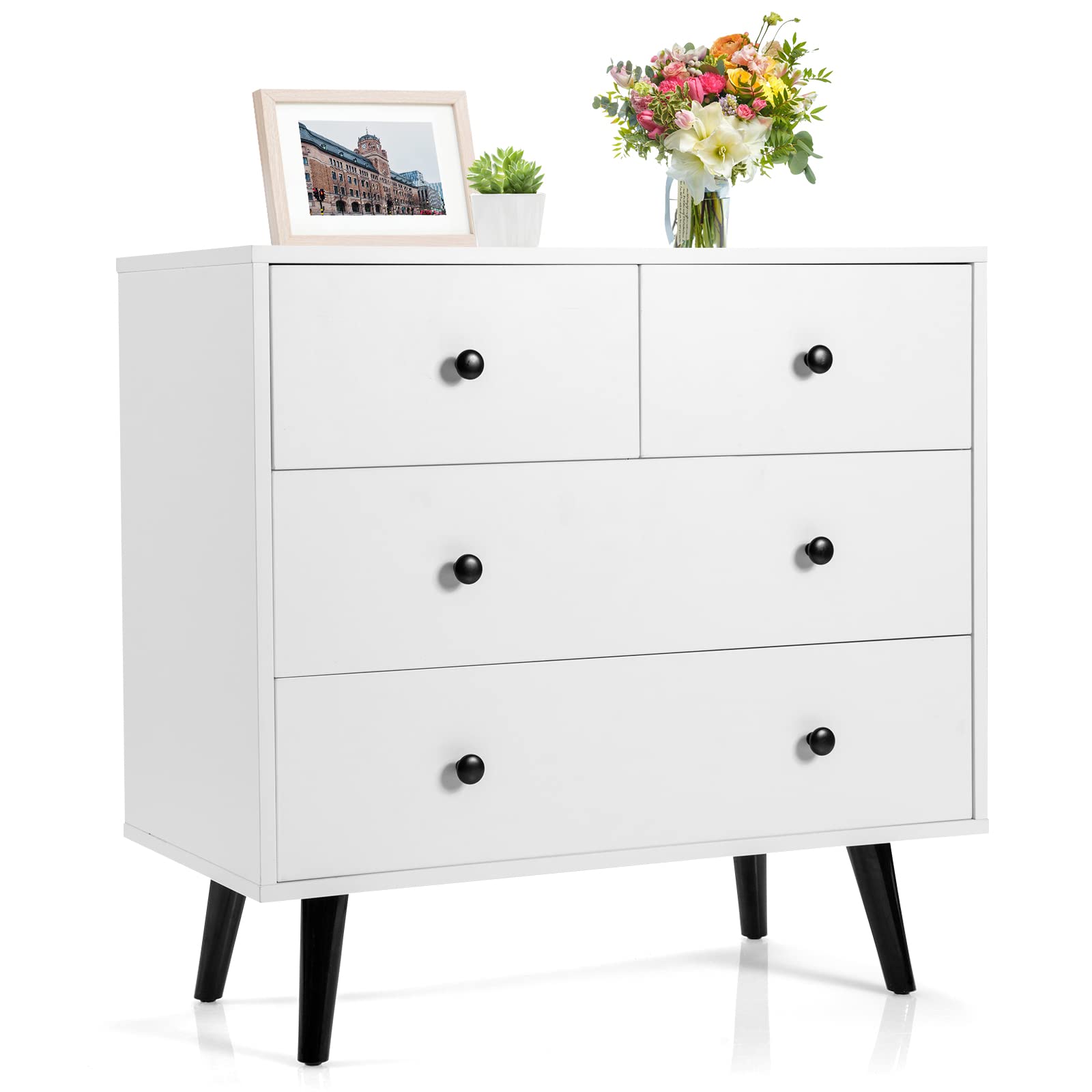 Tangkula 4 Drawer Dresser, Freestanding Storage Cabinet tangkula Tangkula 4 Drawer Dresser, Freestanding Storage Cabinet tangkula
