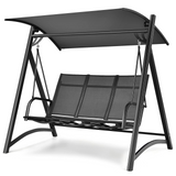 Tangkula 3-Person Outdoor Porch Swing, Aluminum Frame Patio Swing with Adjustable Canopy