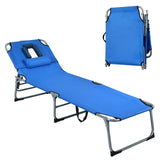 Tangkula Outdoor Beach Chaise Lounge, Folding Lounge Chair with 5-Position Backrest