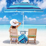 Tangkula 6.5 FT Beach Umbrella with Table, Windproof Ventilated Sunshade Shelter with Tilt Mechanism