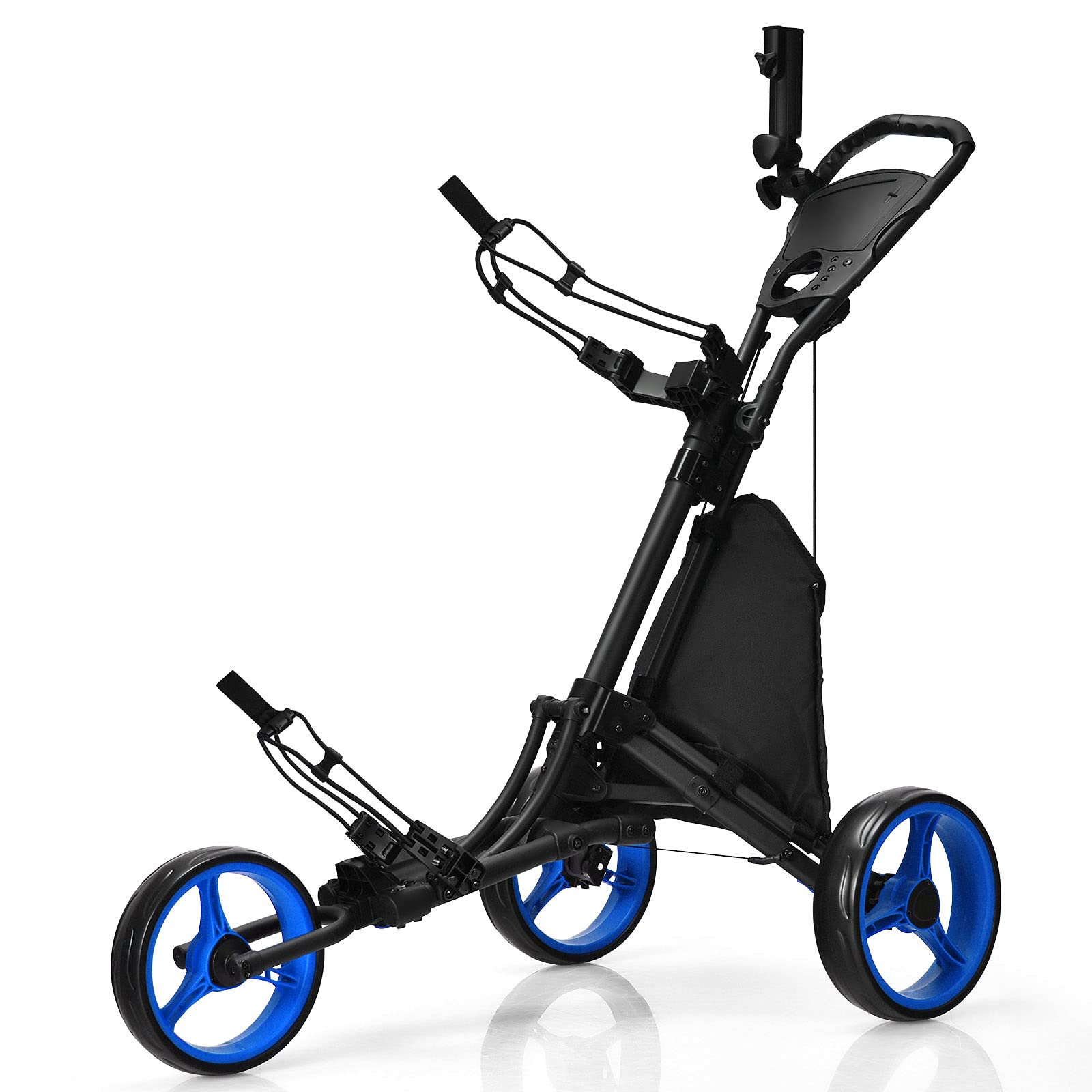 3-Wheel Golf Push Cart Lightweight Push Pull Golf Cart Trolley Sturdy  Foldable