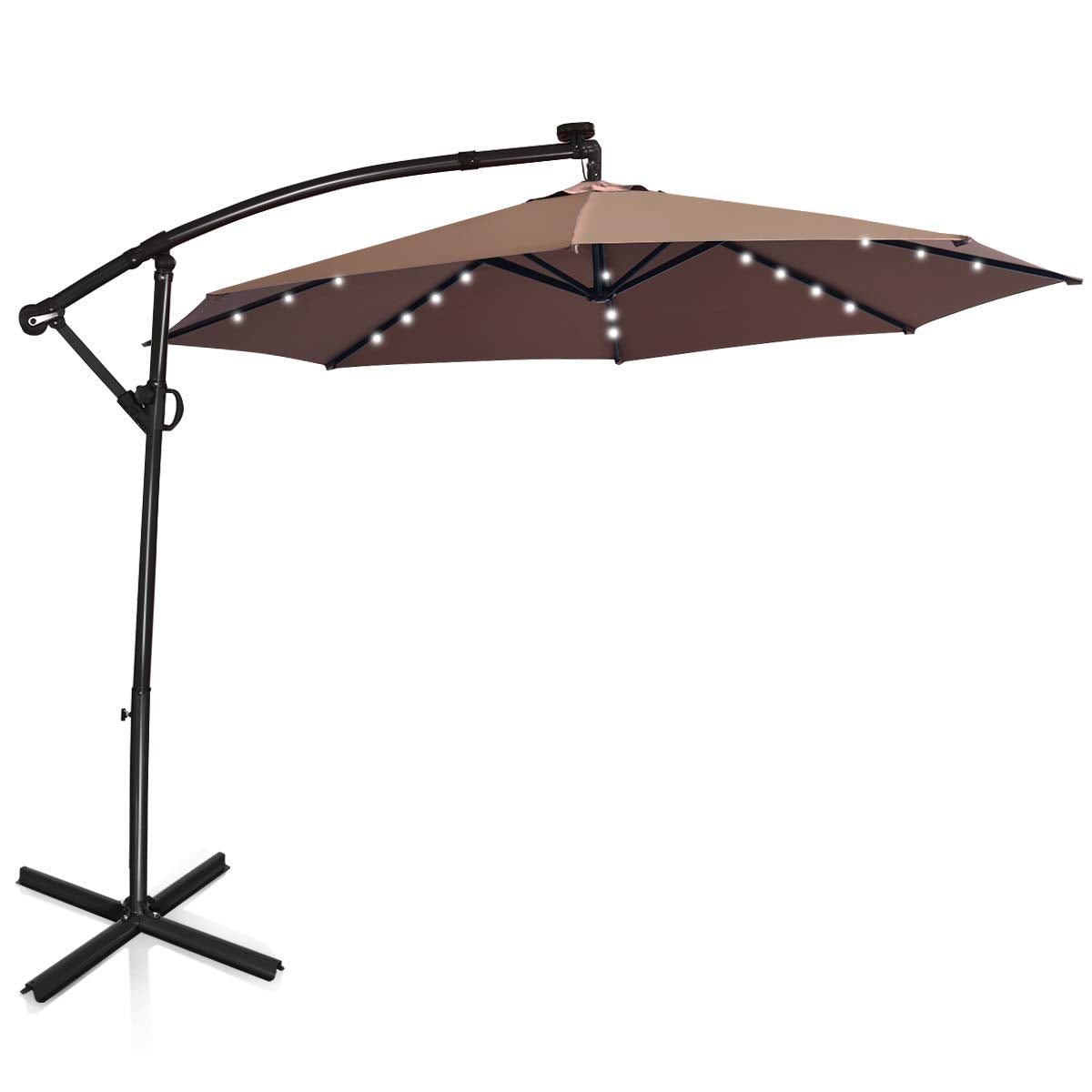 Tangkula 10 ft Patio Offset Umbrella with 360 Degree Rotation, Coffee Tangkula 10 ft Patio Offset Umbrella with 360 Degree Rotation, Coffee