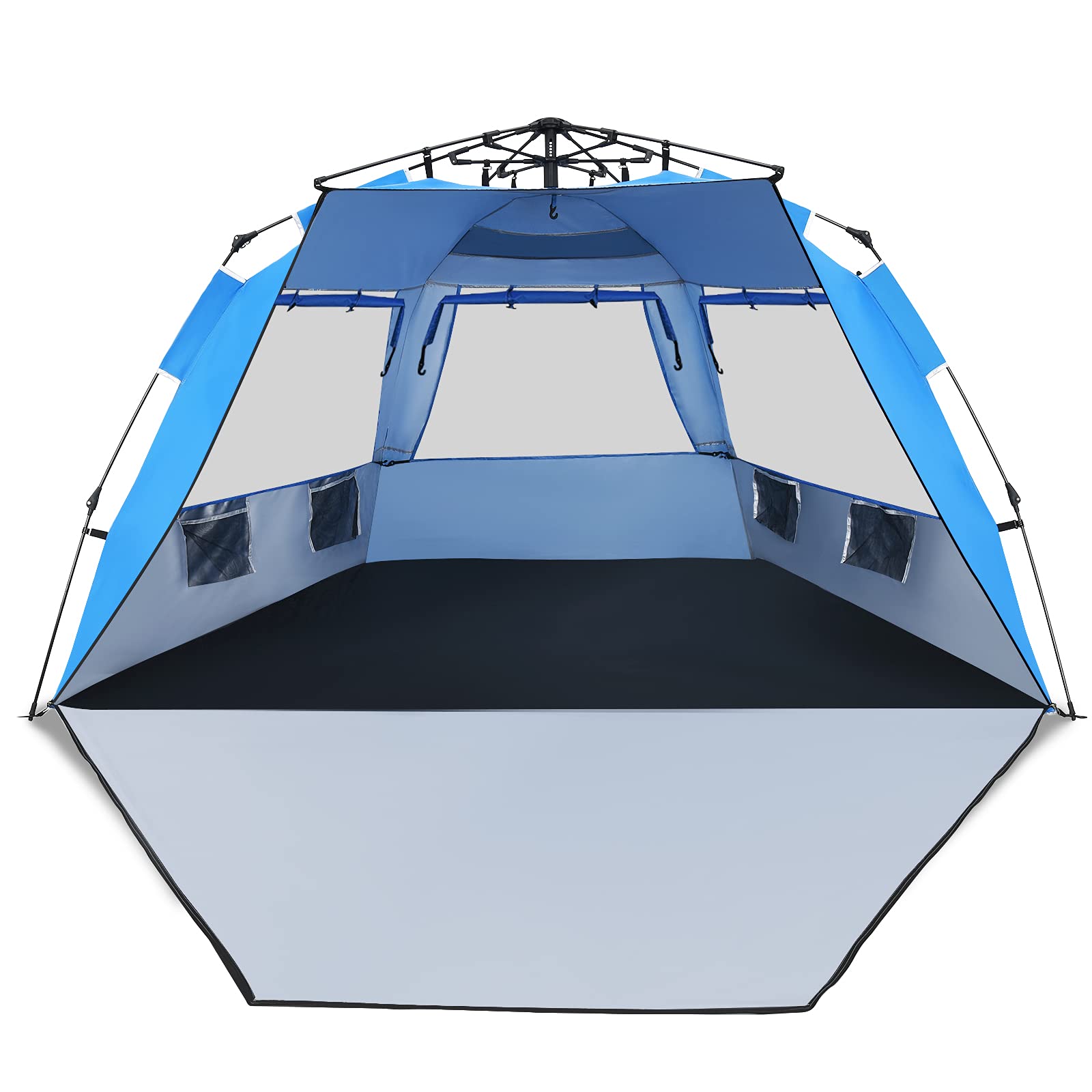 4 person beach tent Tangkula 3-4 Person Easy Pop Up Beach Tent, UPF 50+ Portable Sun Shelt – tangkula