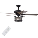 52-Inch Ceiling Fan Light, Reversible Fan Light with 3-Speed (Matte Black)
