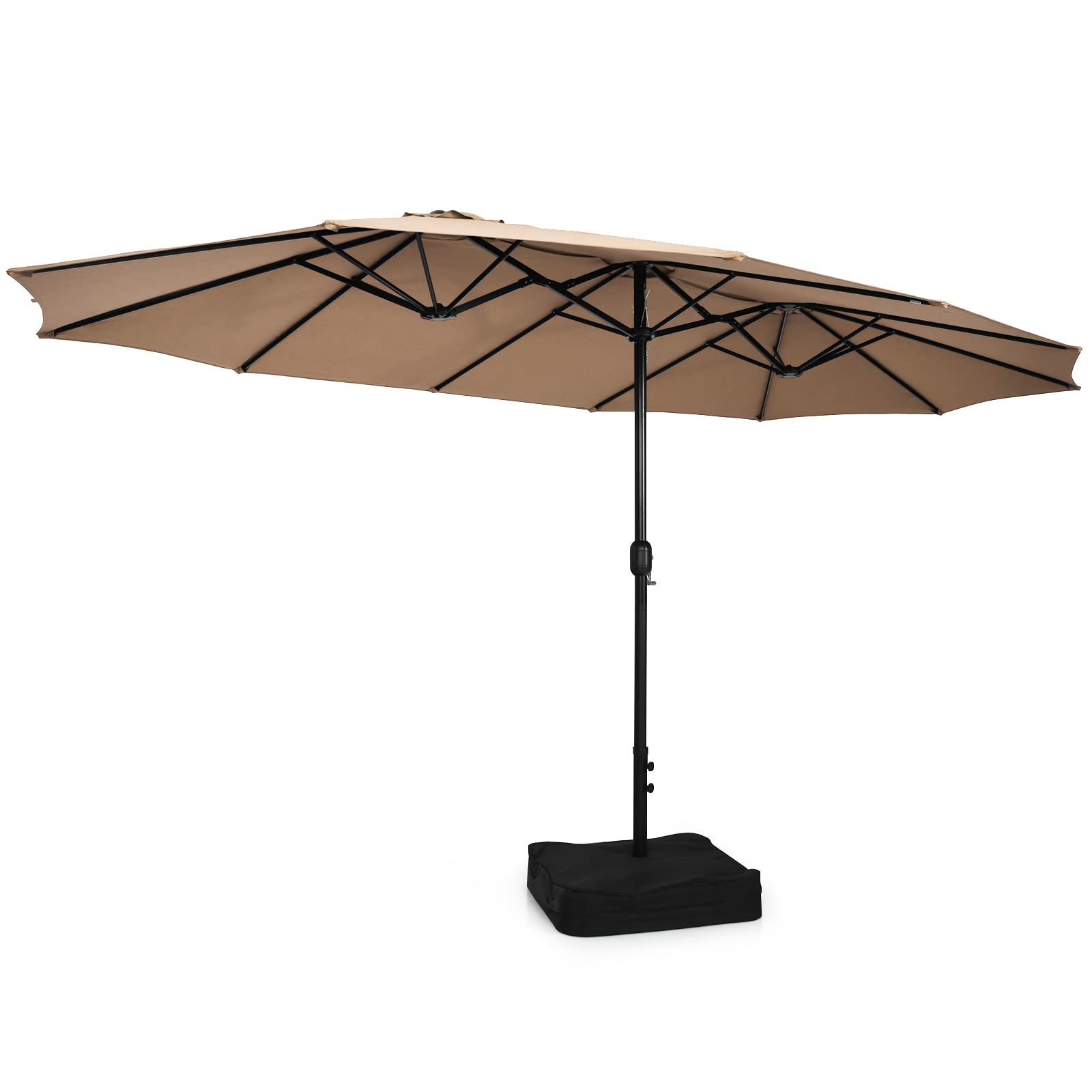 15ft patio market umbrella with base 15FT Double-Sided Patio Umbrella with Base, Extra-Large Market Umbrella W/Crank System