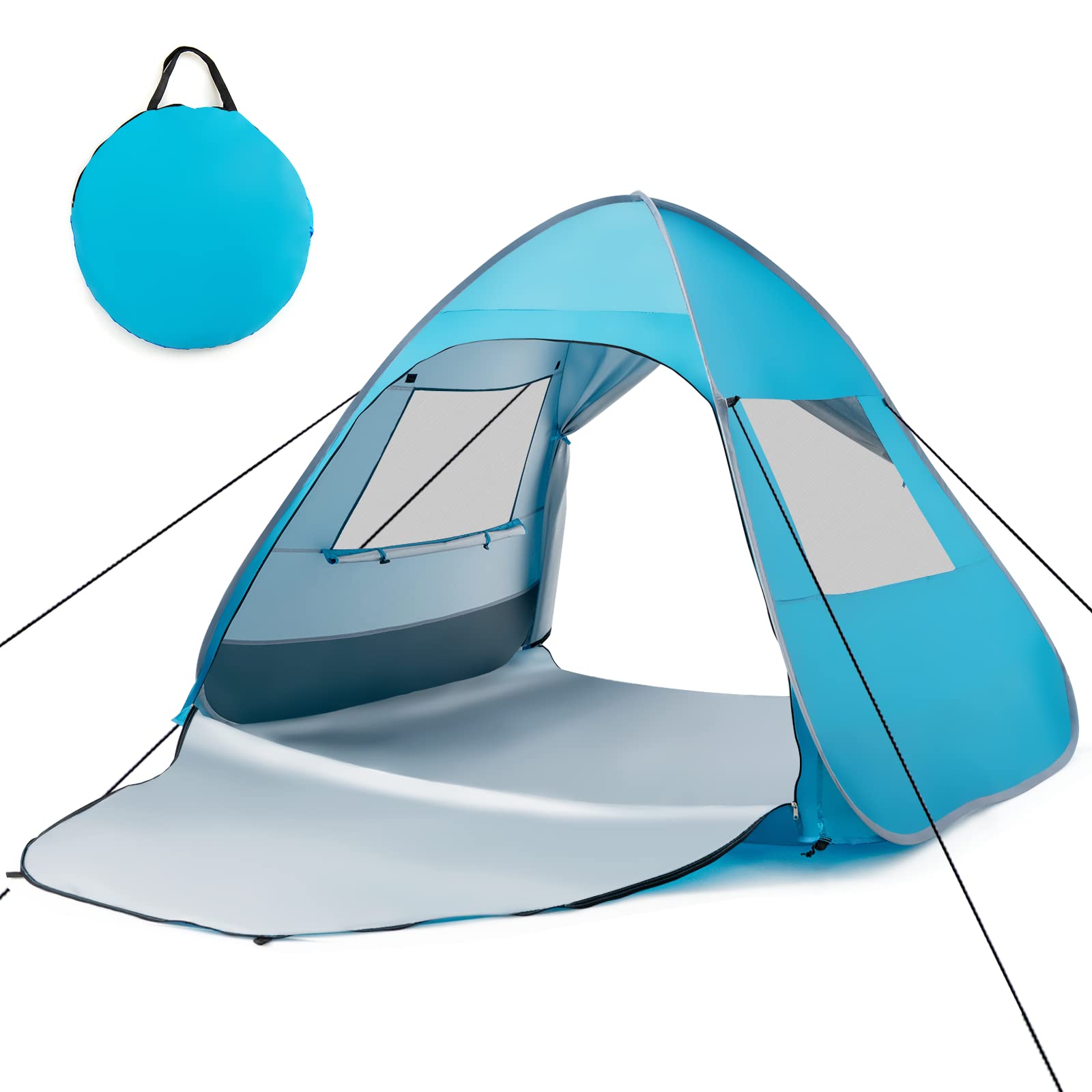 pop up beach tent 4 person Tangkula 2-4 Person Pop up Beach Tent, UPF50+ Beach Sun Shade with Carrying Bag