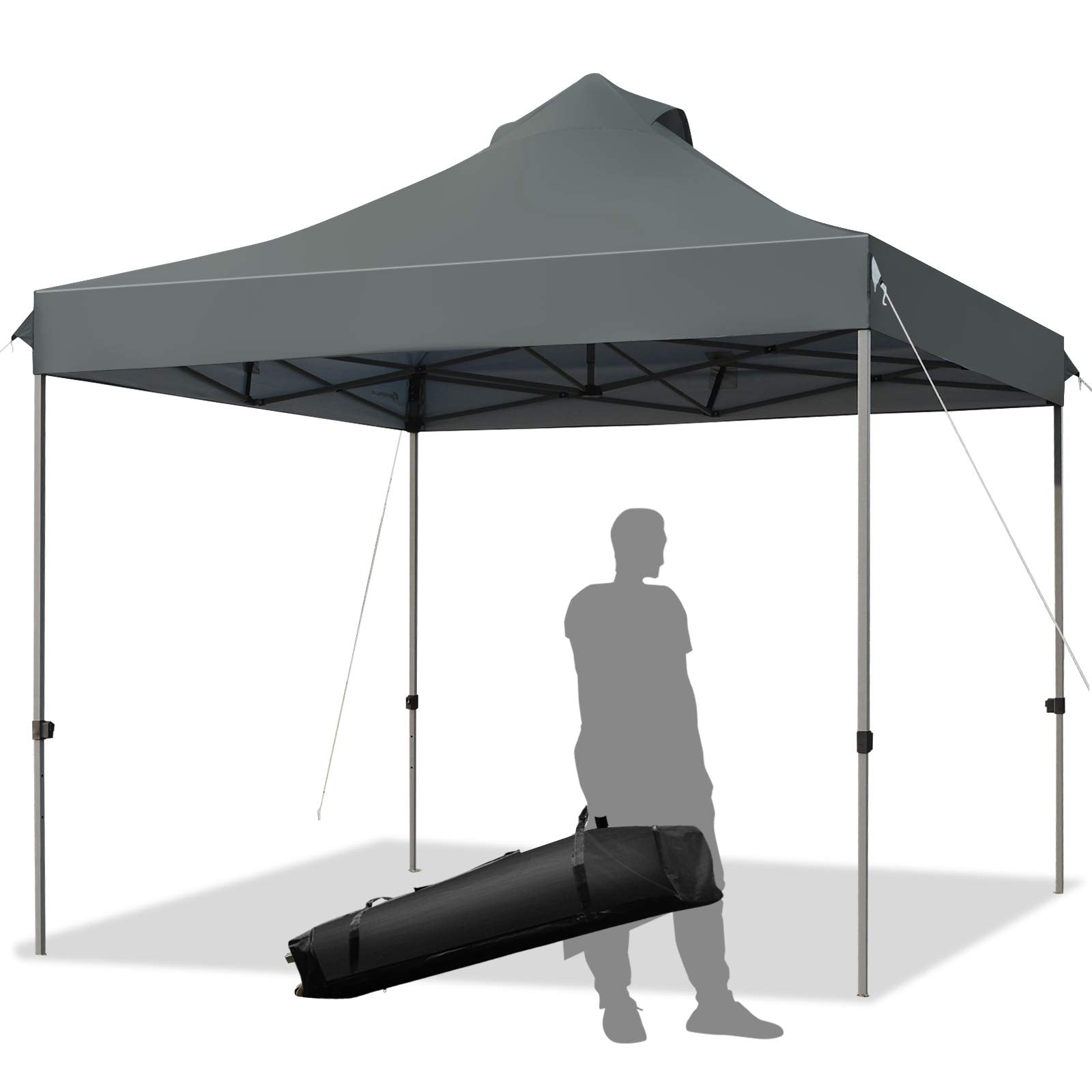 easy pop up party tent 10 X 10Ft Pop Up Canopy Tent Easy Setup Outdoor Shade Instant Portable Sun Shelter Canopy Tent For Parties Camping Beach junzc Roof Color: Gray