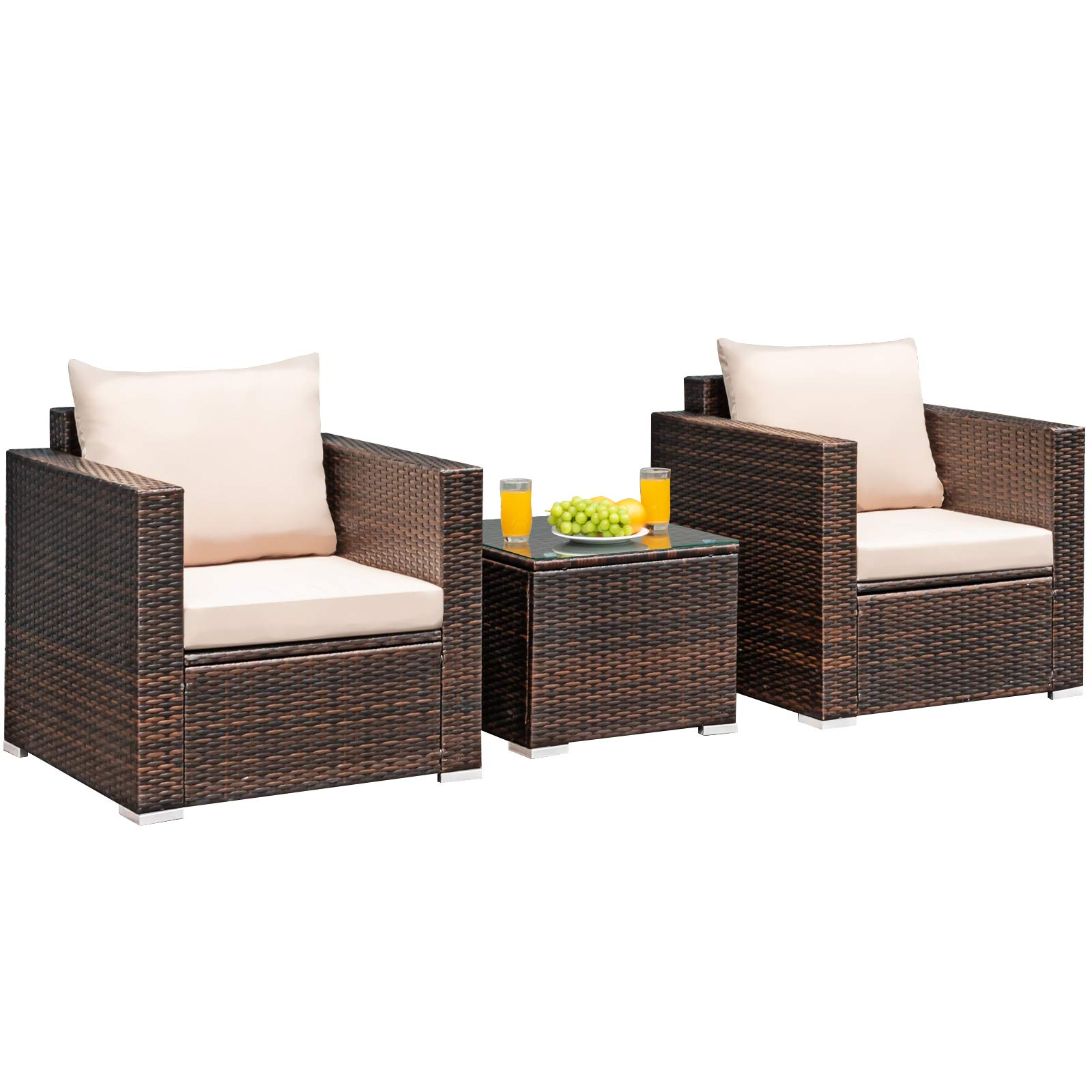 Pieces Patio Conversation Rattan Furniture Set Tangkula – tangkula