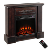 Tangkula 32" electric Fireplace with Mantle, Freestanding Fireplace Heater