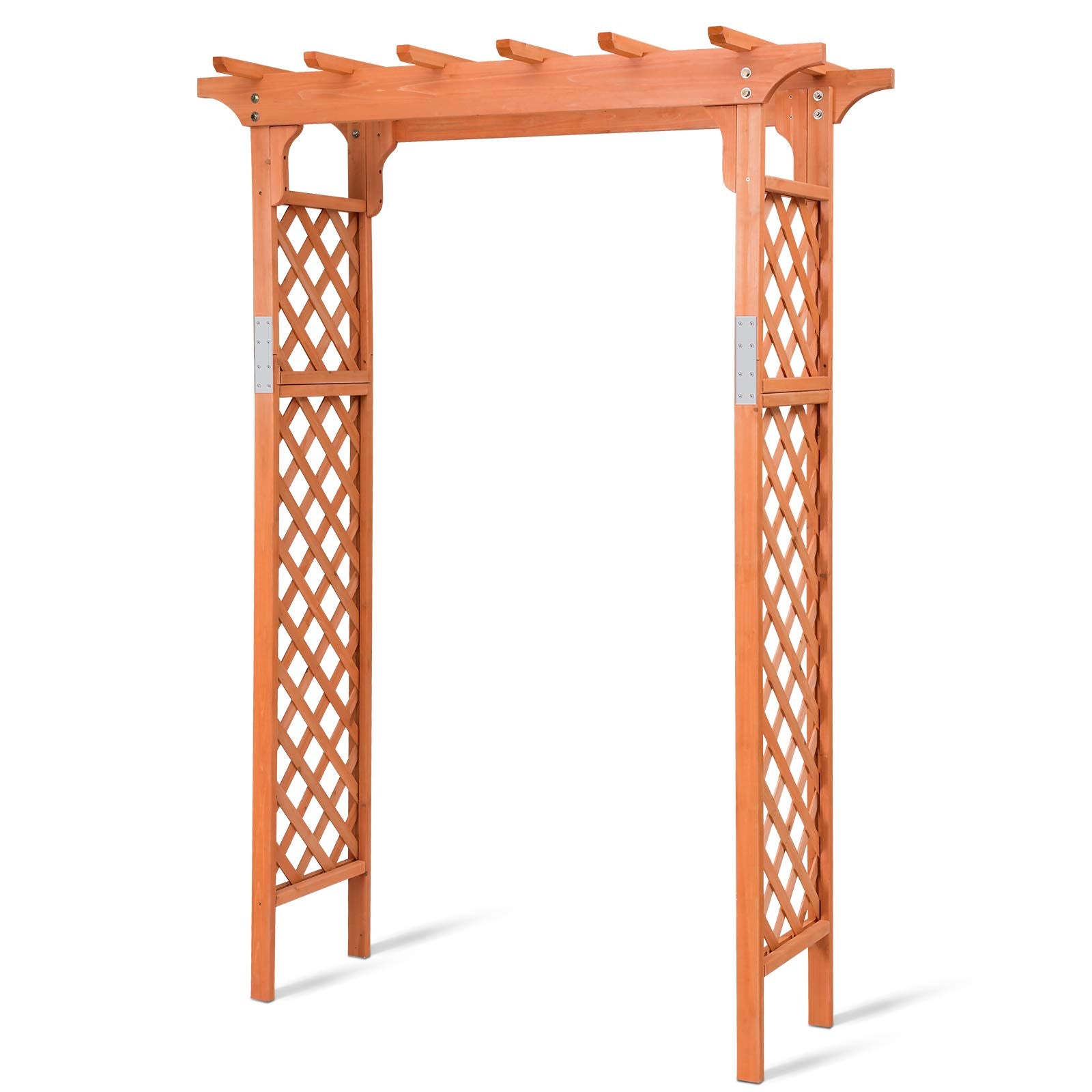 wood garden trellis arch 88-Inch Wooden Garden Arbor with Trellis, Decoration Outdoor Rose Arbor with Metal Connection