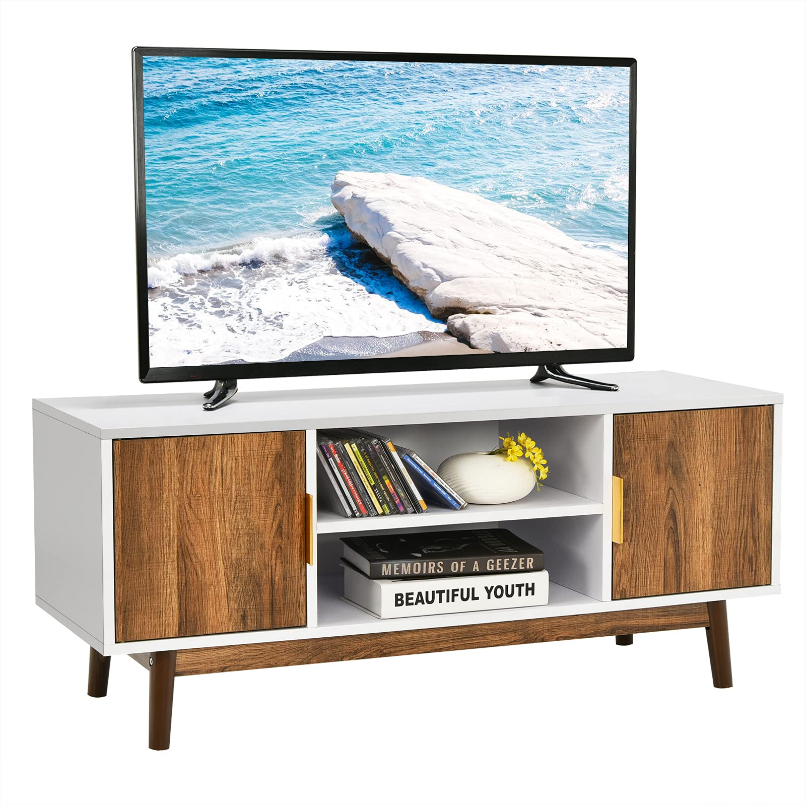 2 Door TV Stand for TVs up to 50 inch Flat Screen - Tangkula