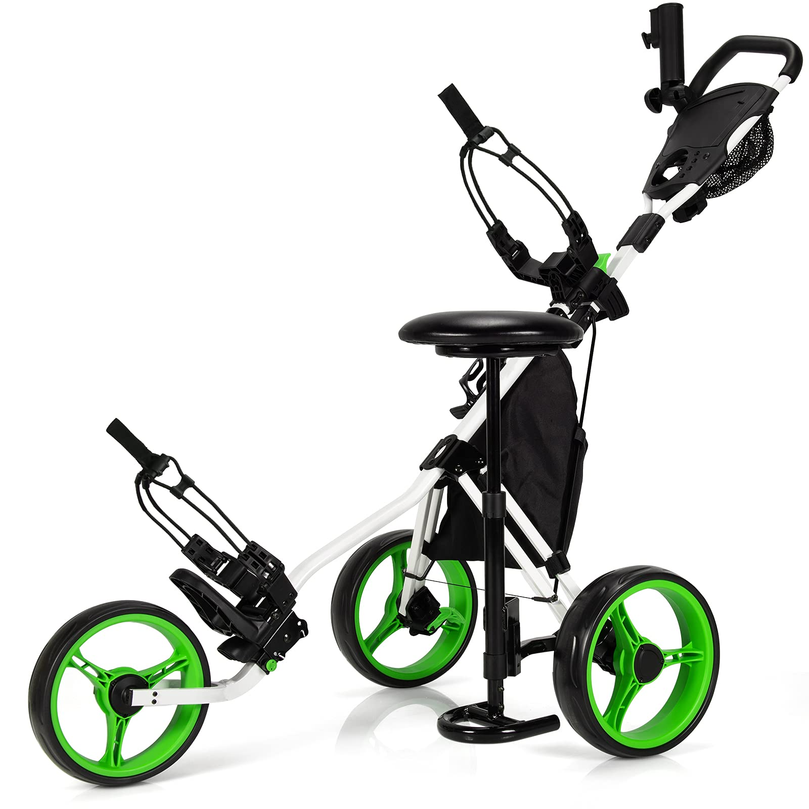 Tangkula Golf Push Pull Cart with Seat, Lightweight Foldable Collapsib –  tangkula