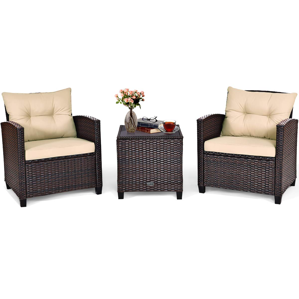 Pieces Patio PE Rattan Furniture Sofa Set with Cushion