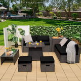 Tangkula 9 Piece Patio Furniture Set w/30 Inches Propane Fire Pit Table, 50,000 BTU Heat Output