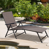 Tangkula Patio Lounge Chair Chaise, Adjustable Backrest, 5 Back & 2 Leg Positions Outdoor Reclining Lounger Chairs
