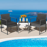 Tangkula 3 Piece Patio Furniture Set, Modern Heavy Duty All Weather Cushioned Wicker Chairs and Coffee Table Set