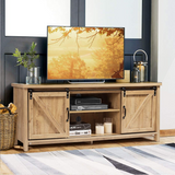 Tangkula Sliding Barn Door TV Stand, Wood TV Storage Cabinet for TVs Up to 65 Inch