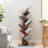 Tangkula 55-Inch Tree Bookshelf, 9-Shelf Free Standing Tree Bookcase(Rustic Brown)