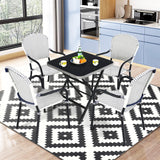 5-Piece Rattan Patio Dining Set, No Assembly Needs, Square Folding Table & 4 Stackable Chairs Set
