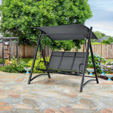 Tangkula 3-Person Outdoor Porch Swing, Aluminum Frame Patio Swing with Adjustable Canopy