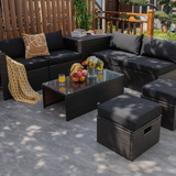 8 Piece Patio Furniture Set for 6 with Waterpfoor Cover - Tangkula