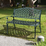 Outdoor Garden Bench Park Bench, All-Weather Cast Aluminum Patio Bench Chair Porch Loveseat