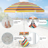 Tangkula 6.5 FT Beach Umbrella with Table, Windproof Ventilated Sunshade Shelter with Tilt Mechanism