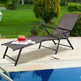 Tangkula Patio Lounge Chair Chaise, Adjustable Backrest, 5 Back & 2 Leg Positions Outdoor Reclining Lounger Chairs