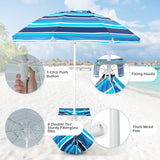 Tangkula 6.5 FT Beach Umbrella with Table, Windproof Ventilated Sunshade Shelter with Tilt Mechanism