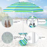 Tangkula 6.5 FT Beach Umbrella with Table, Windproof Ventilated Sunshade Shelter with Tilt Mechanism