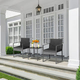 Tangkula 3 Piece Patio Furniture Set, Modern Heavy Duty All Weather Cushioned Wicker Chairs and Coffee Table Set