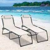 Outdoor Folding Chaise Lounge Chair, 4-Position Adjustable Reclining Chair with Pillow