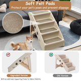 Tangkula Folding Dog Stairs for High Beds, 4 Steps Plastic Dog & Cat Steps with Non-Slip Felt Pad