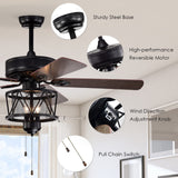 50-Inch Ceiling Fan with Lights, 3-Speed Adjustable (Coffee)